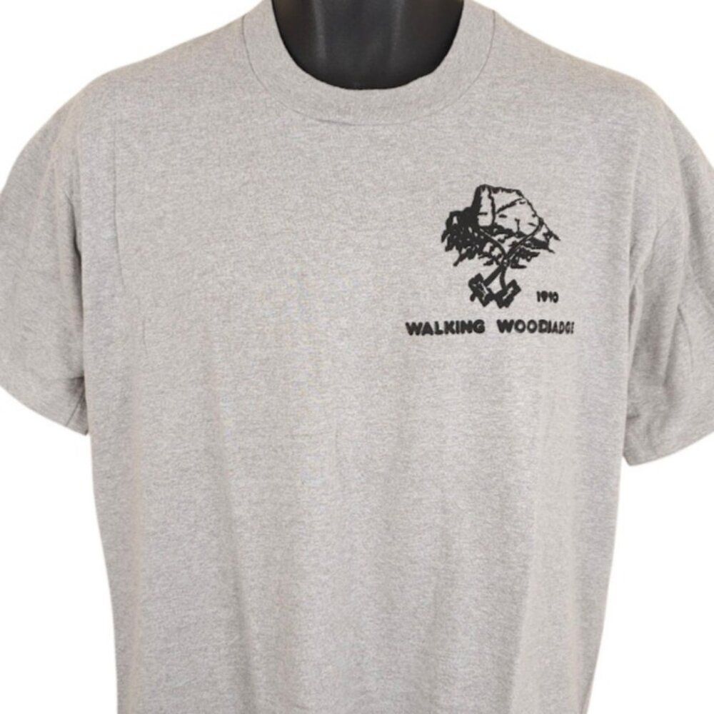 Vintage Boy Scouts T Shirt Mens Size Large Gray 90s Walking Wood Badge USA